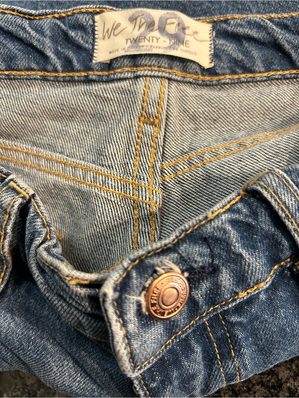 We The Free People Wide Leg Boho Grunge Distressed Raw Hem Jeans Blue Size 29 - Picture 2 of 8